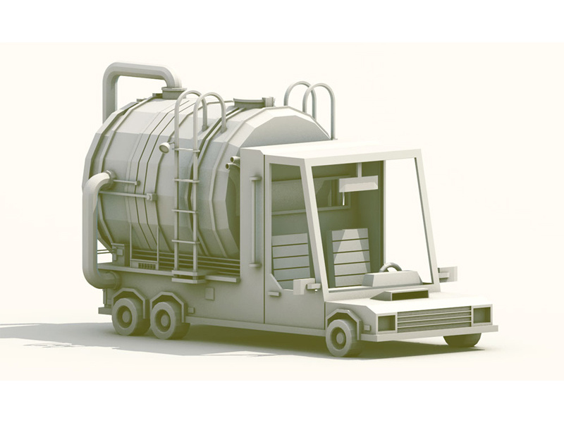Street Sweeper truck vehicle render model c4d cinema 4d lowpoly low poly car wheels tires