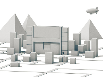 SNES City Concept 3d architecture blimp c4d cart cartridge cinema 4d city illustration isometric landscape model pyramid render snes super nintendo