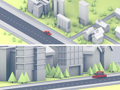 Driver 3d c4d car cinema 4d city driver low poly lowpoly model render town trees