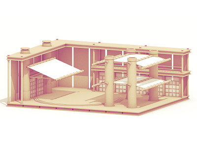 Dojo 3d architecture c4d cinema 4d dojo japanese lowpoly model place of way render structure temple