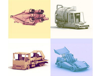 Low-Poly [Vehicles] 3d automobile c4d car cinema 4d low poly lowpoly render ship truck vehicle