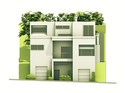 Modern Home [Elevation] 3d architecture building c4d elev elevation house model modern modern home render trees