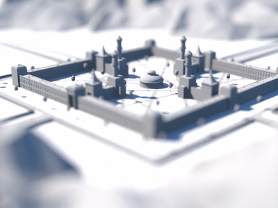 Castle / Courtyard Study 3d c4d castle courtyard dof fortified human illustration octane path people render road scale trees walls