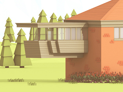 Project Wisconsin - FLW 3d architecture cantilever flw frank lloyd wright home house racine render wi wingspread wisconsin