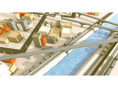 SNCF (Level 01/10) architecture canal city low poly lowpoly roads sncf town tracks trains