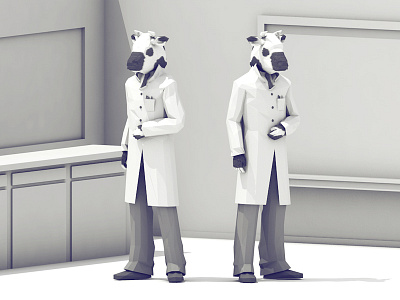 Cow Scientists 3d animal cow cow person cow scientist lab lab coat low poly lowpoly render science scientist