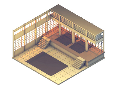 Dojo Level (Concept Art) 3d architecture c4d concept dojo game japanese kyoto wild level low poly lowpoly render