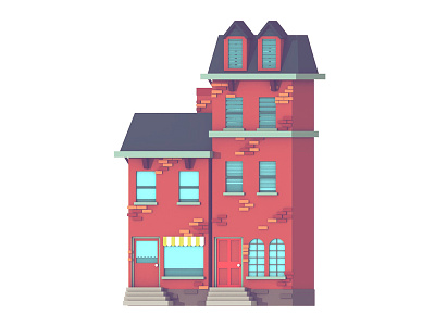Night In The Woods 3d architecture bricks city fan art home house lowpoly night in the woods nitw render town