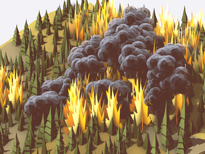 Wildfire WIP 3d billowing c4d fire forest lowpoly render smoke wildfire woods