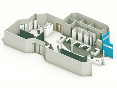 Office Floor Plan 3d architecture c4d cinema 4d floor plan model office render