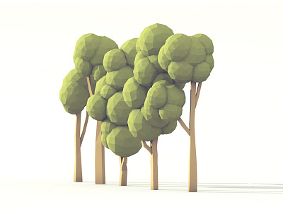 Trees 3d branches c4d cinema 4d low poly lowpoly model polygon render trees