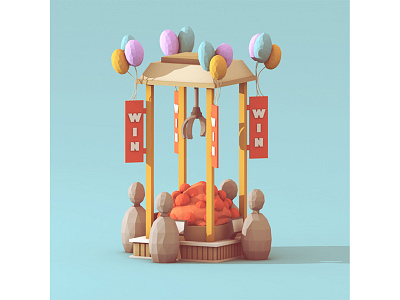 The WWG Game 3d balloons c4d free shit future game garbage lowpoly machine model people render