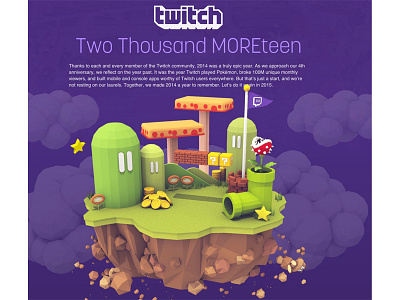 Twitch 2014 Recap (Illustrations) 3d 3d illustration c4d cinema 4d gaming illustration island lowpoly mario render twitch video games