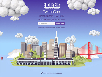 TwitchCon (Illustration) 3d broadcasters c4d city clouds illustration render san francisco sf streaming twitch twitchcon