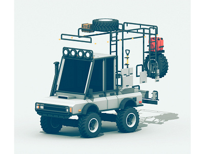 Conversion Shot 3d baja c4d process render snorkel storage tires truck unimog utility vehicle
