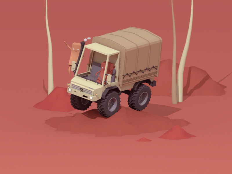 Unimog (Collaboration w/ Guillaume Kurkdjian) 3d animation c4d collaboration landscape render smoke tires truck unimog vray