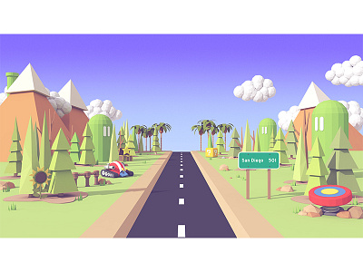 TwitchCon 2016 (Illustration) 3d landscape model mountains render road twitch twitchcon twitchcon 2016