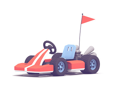 Go-Kart 3d c4d cinema 4d exhaust flag go kart model racing render tires twitchcon vehicle