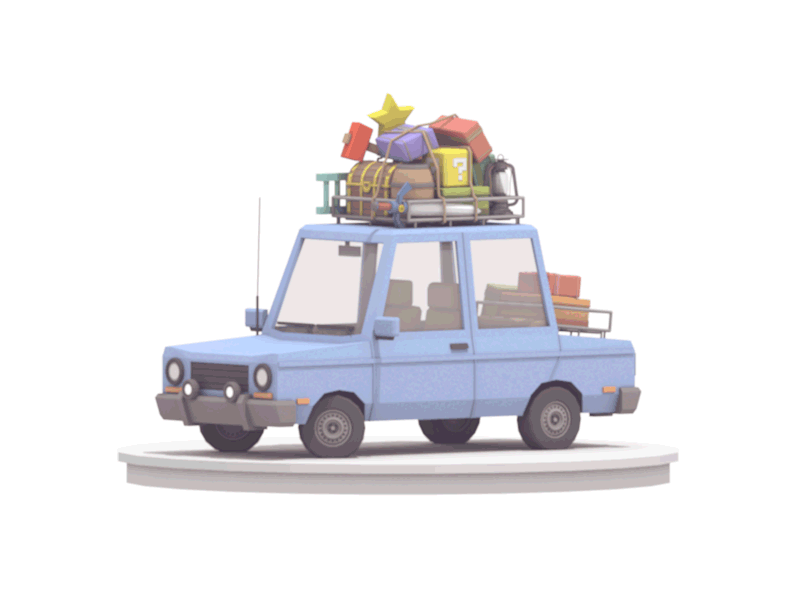 Road Trip Car (GIF) 3d c4d car gif luggage model render turntable twitchcon vehicle