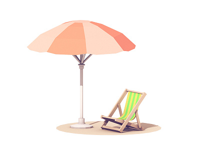 Beach 3d beach c4d chair cloth lounging model render sand seat shade umbrella