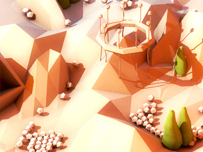 Nature #2 3d c4d cave cinema 4d dynamics future geometry hillside isometric landscape low low poly lowpoly model nature poly polygons render sci fi science shapes space