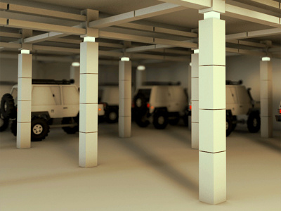 Parking [DOF] 3d c4d cinema 4d concrete depth of field dof lot model parking deck render truck