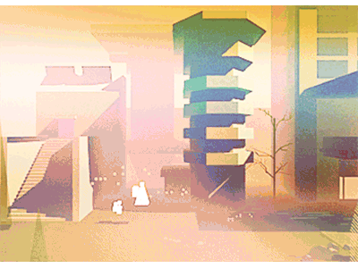 City Street GIF (Collaboration) cinema 4d apocalypse collab fog architecture c4d render 3d animated gif city