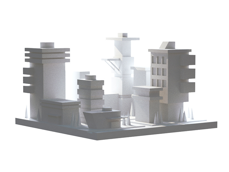City environment buildings cinema 4d model fog architecture town city c4d render 3d octane