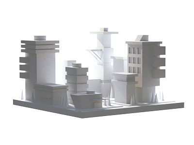 City 3d architecture buildings c4d cinema 4d city environment fog model octane render town