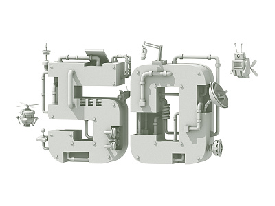 50 Days 'Til TwitchCon 3d c4d drones illustration model pipes render robots tech twitch twitchcon