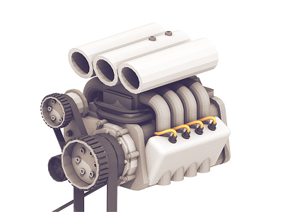 V8 Engine (WIP) 3d belts carburetor engine gas header horsepower motor plugs render v-8 v8
