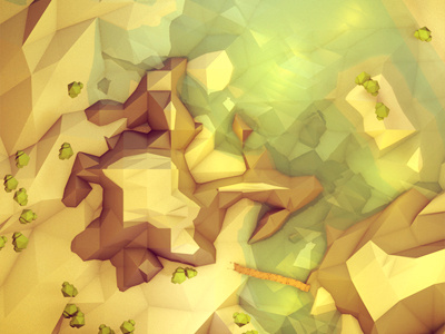 Lake Cavern 002 - Top FP 3d ao c4d cinema 4d environment footprint isometric landscape low poly lowpoly model nature plan polygons render top view