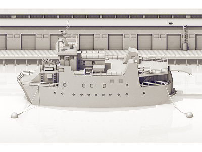 Ship v.2 3d boat c4d cinema 4d grayscale illustration model render sea ship vessel