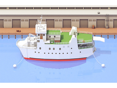 Ship (Final) 3d anchor bay boat c4d dock illustration model ocean port render ship