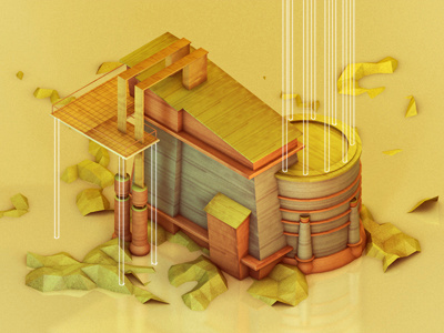House 3d ao c4d cinema 4d gi house iso isometric landscape low lowpoly marker model poly polygons render shapes texture