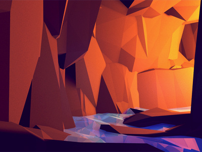 Cave 3d ao boulders c4d cave cinema 4d inside low poly lowpoly model mountain nature path polygons render river rocks tunnel water