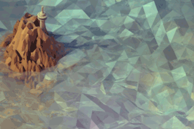 Waves [animated] animated animation ao blue c4d cinema 4d gif island isometric low poly low poly lowpoly ocean polygons render tower water waves