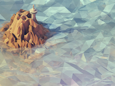 Watchtower 3d isometric iso render model c4d cinema 4d ao polygons low poly ocean water island watchtower cinema 4d iso lowpoly