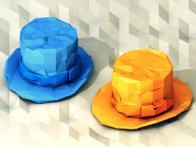 Dumb & Dumber [SOK Assignment] 3d ao blue c4d cinema 4d comedy dumb dumb dumber dumber hats iso isometric low poly lowpoly model movie orange polygons render top hats