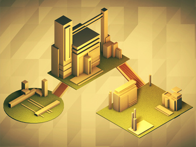 Levels [Isometric] 3d architecture background buildings c4d cinema 4d fez iso isometric levels low poly lowpoly platform polygons render shapes simple