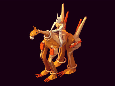 Douglas, the Protector v2 3d animal ao battle body c4d character cinema 4d creature diffusion eyes horseback iso isometric low poly lowpoly model polygons render saddle war weapons