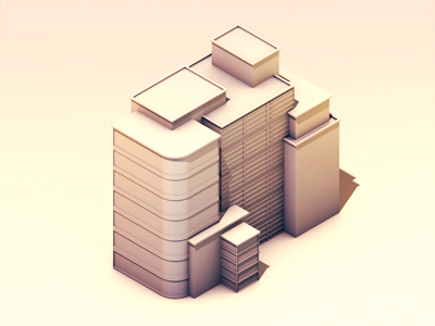 Building 3d ao architecture block building c4d cinema 4d city iso isometric model render town