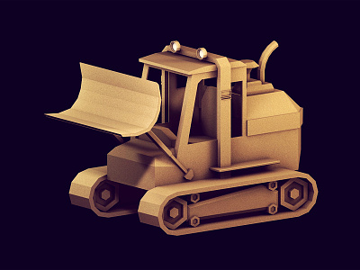 Bulldozer 3d ao bulldozer c4d camera cinema 4d lights low poly lowpoly machine model parallel perspective render tailpipe texture vehicle work vehicle