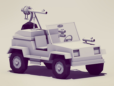 Battle Jeep 3d ao auto battle c4d car cinema 4d guns jeep low poly lowpoly machine machine gun model render vehicle war