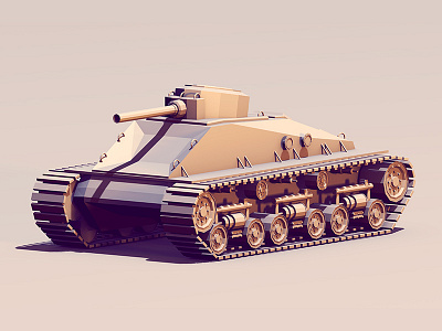 Tank 3d ao battle c4d cinema 4d concept low poly lowpoly model print render tank treads vehicle war