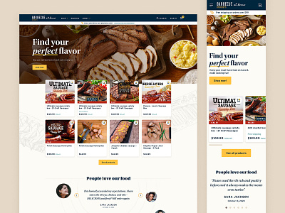 Food website e-commerce landing page