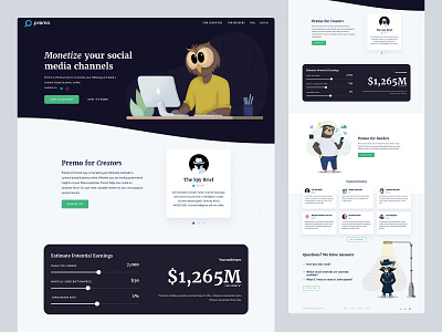 Premo landing page design desktop instagram landing landing page premo social media twitter ui ux web website