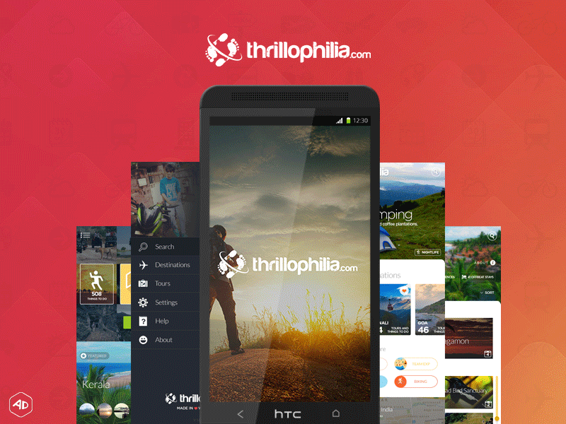 Thrillophilia.com App Concept android app flat interface minimal mobile thrillophilia travel ui