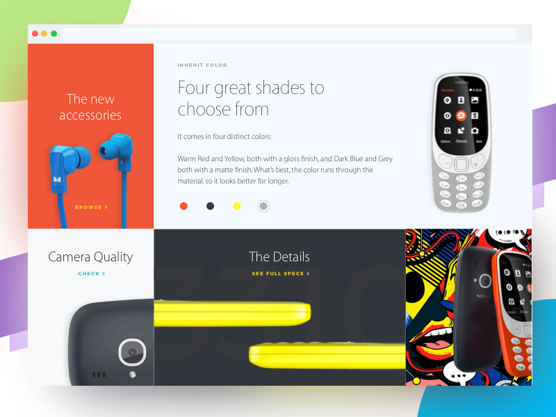 Blocks - Nokia 3310 Landing Page Redesign Concept web ui typography ecommerce minimal flat concept redesign landing nokia