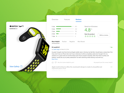 Apple Watch Product Card - Reviews apple card concept flat minimal product ui ux watch web